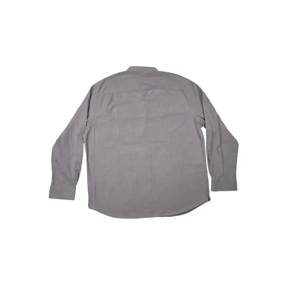 Design In Italy Luxury Mens XL Long Sleeve Button Down Linen Shirt Grey